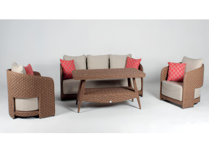 3-Sitzer Sofa Terrassen Set Terrassenmöbel 2x Sessel Couchtisch
