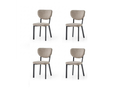 Stühle-Set 4x Stuhl Modern Stoff Komfortabel Beige Weich Bequem