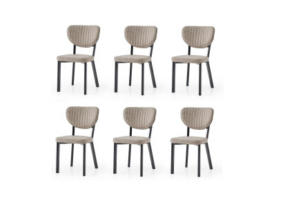 Stuhl-Set 6x Stuhl Beige Bequem Modern Stilvoll Weich Klassisch