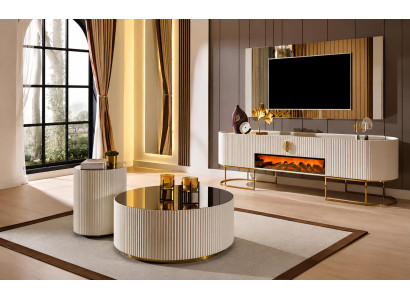 Luxuriöser TV-Einheit und Couchtisch Set mit eleganten Details