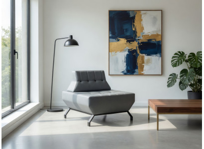 Sessel Grau Modern Kunstleder Gepolstert Metallgestell