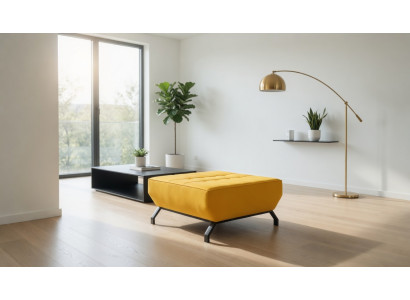 Moderner Hocker Gelb Gepolstert Stoff Metallgestell Lounge