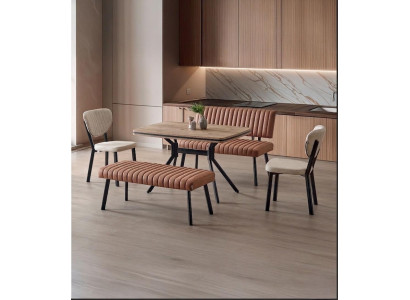 Esszimmer-Set Esstisch Sitzbank Bank 2x Stuhl Braun Bequem Holz