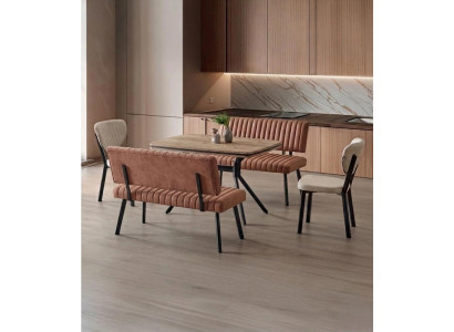 Esszimmer-Set Esstisch 2x Bank 2x Stuhl Braun Modern Komfortabel