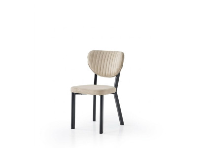 Stuhl Braun Bequem Weich Stoff  Schwarze Elemente Modern Stilvoll