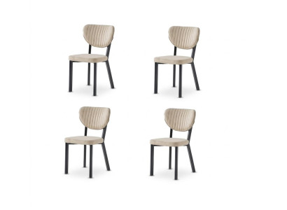 Stühle-Set 4x Stuhl Modern Stoff Komfortabel BraunWeich Bequem
