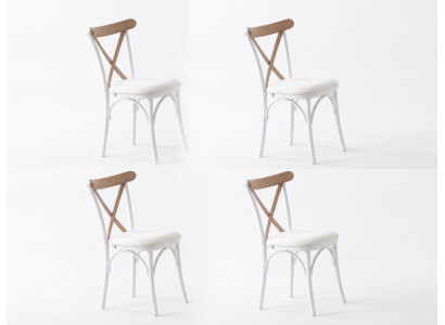 Stühle-Set 4x Stuhl Modern Stoff Komfortabel Weiß Weich Bequem