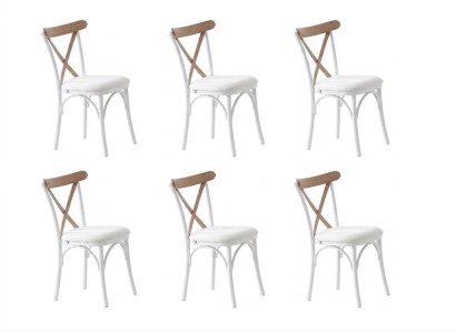 Stuhl-Set 6x Stuhl Weiß Bequem Modern Stilvoll Weich Klassisch