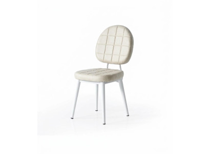 Stuhl Beige Bequem Weich Stoff Metall Modern Stil Komfortabel