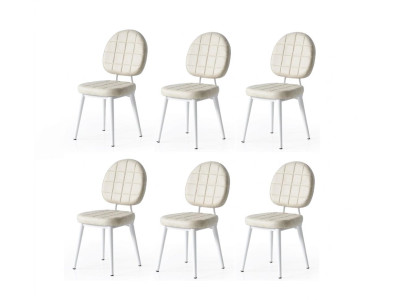 Stuhl-Set 6x Stuhl Beige Bequem Modern Stilvoll Weich Klassisch