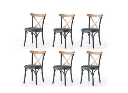 Stuhl-Set 6x Stuhl Schwarz Bequem Modern Stilvoll Weich Klassisch