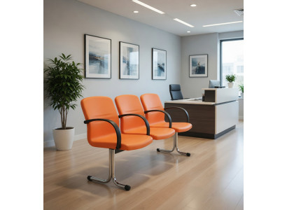 Dreier Besucherbank Orange Wartebereich 3 Sitzer