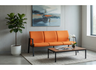 Besucher Dreierbank Orange Modern Konferenz Sitzbank