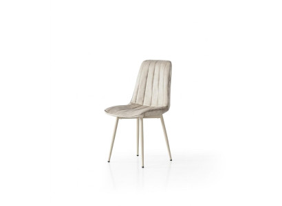 Stuhl Beige Bequem Weich Stoff Metall Modern Stil Komfortabel