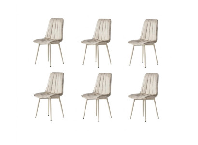 Stuhl-Set 6x Stuhl Beige Bequem Modern Stilvoll Weich Klassisch