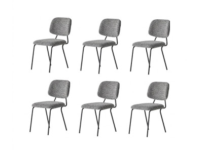 Stuhl-Set 6x Stuhl Grau Bequem Modern Stilvoll Weich Klassisch