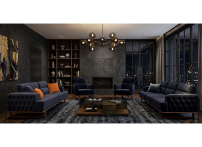 Polstergarnitur 4Sitzer sofa 3Sitzer sofa Sessel Stoff Modern Kissen