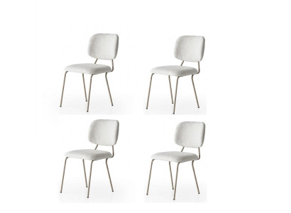 Stühle-Set 4x Stuhl Modern Stoff Komfortabel Beige Weich Bequem