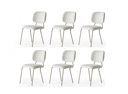 Stuhl-Set 6x Stuhl Beige Bequem Modern Stilvoll Weich Klassisch