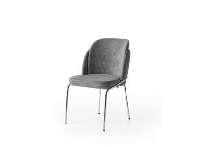 Stuhl Grau Bequem Weich Stoff Metall Modern Komfortabel Stilvoll