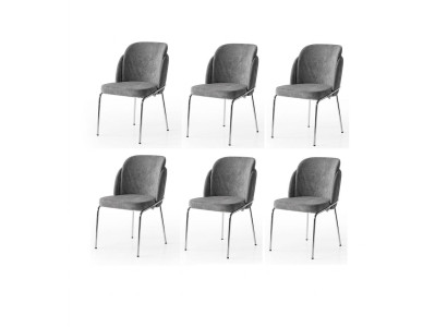 Stuhl-Set 6x Stuhl Grau Bequem Modern Stilvoll Weich Klassisch