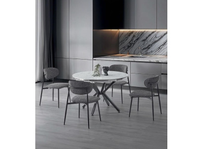 Esszimmer-Set Esstisch 4x Stuhle Modern Marmor Komfortabel Ausziehbar