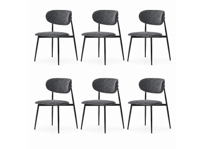 Stuhl-Set 6x Stuhl Grau Bequem Modern Stilvoll Weich Klassisch