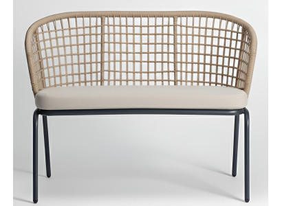 2-Sitzer Rattan Sofa Modern Terrassenmöbel Outdoor Couch Premium
