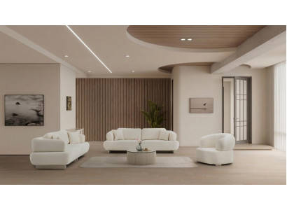 3 Sitzer Sofa Sessel Couchtisch Wohnzimmer Modern Stoffbezug Neu