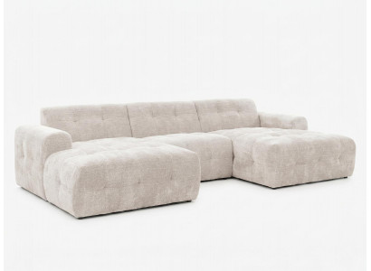 Beiges U-förmiges Ecksofa Stoffsofa großes Sofa Polstermöbel Designermöbel