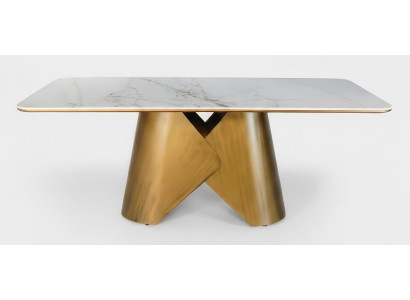 Tisch Modern Gold Weiss Marmor Optik Luxus Design Speisetisch Edel Neu