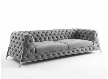 Luxuriöses graues 3-Sitzer-Sofa Stoffsofa Sofas Wohnzimmer Chesterfield