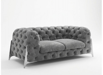 Modernes graues 2-Sitzer-Sofa Weiches Stoffsofa Wohnzimmersofas Chesterfield