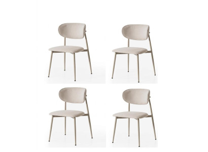 Stühle-Set 4x Stuhl Modern Stoff Komfortabel Beige Weich Bequem