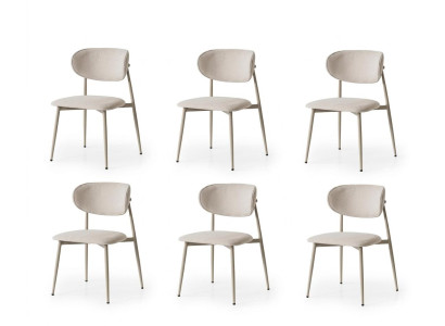 Stuhl-Set 6x Stuhl Beige Bequem Modern Stilvoll Weich Klassisch
