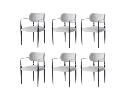 Stuhl-Set 6x Stuhl Grau Bequem Modern Stilvoll Weich Klassisch