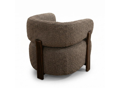 Sessel Modern Braun Boucle Stoff Holz Beine Design Loungesessel Weich