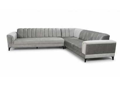 Ecksofa Modern Grau Samt Optik Luxus Design L Form Polstersofa Couch