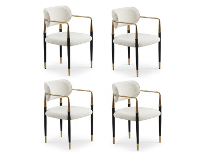 Stühle-Set 4x Stuhl Modern Stoff Komfortabel Beige Weich Bequem