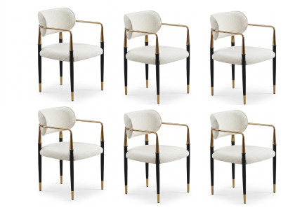 Stuhl-Set 6x Stuhl Beige Bequem Modern Stilvoll Weich Klassisch