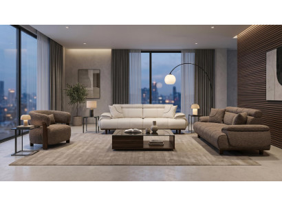 Sofa Set 2x 3 Sitzer 1x Sessel Modern Mehrfarbig Luxus Garnitur Neu