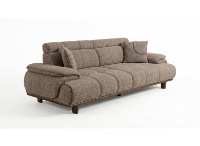 3-Sitzer Sofa Modern Braun Boucle Stoff Luxus Design Polstersofa Edel