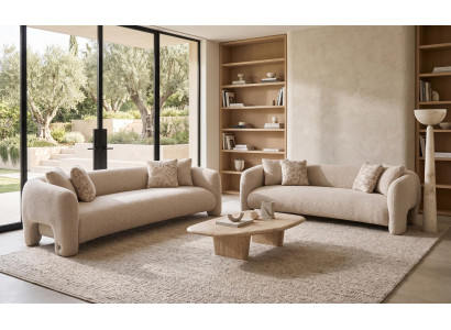 Modernes Sofa Garnitur Zwei Sofas Beige Hochwertig