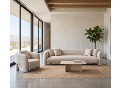 Beige Wohnset Sofa und Sessel Elegant Modern