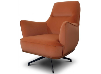 Sessel Orange Stoff Modern Hohe Ergonomische Rückenlehne Elegant Neu