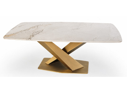Tisch Modern Gold Weiß Marmor Optik Luxuriös Elegant Küchentisch Neu