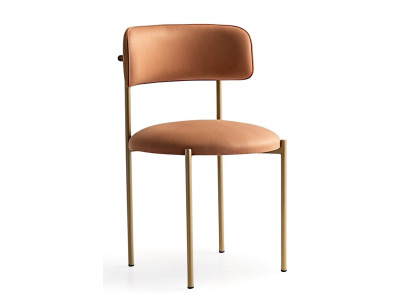 Stuhl Modern Orange Gold Edel Esszimmerstuhl Polsterstuhl Design Luxus