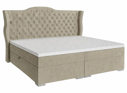 Luxuriöses beiges Boxspringbett 200 x 200 cm modernes Bett Schlafzimmermöbel