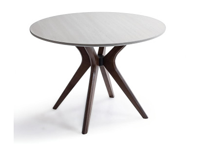 Tisch Rund Modern Weiß Braun Holz Edel Design Küchentisch Stilvoll