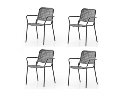 Stühle-Set 4x Stuhl Modern Metall Praktisch Stilvoll Bequem Robust